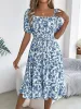 Ruffled Hem Floral Puff Sleeve Dress sold by Charming Charlie
