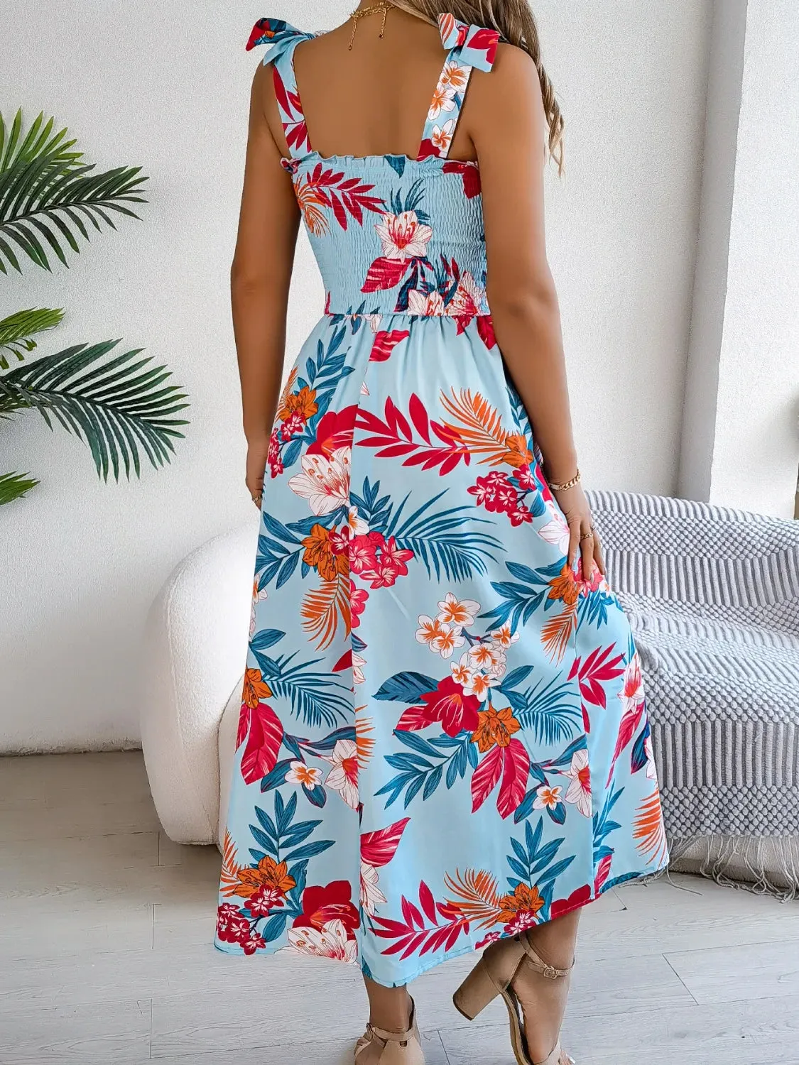 Smocked Floral Tie Shoulder Midi Dress sold by Charming Charlie product image thumbnail 2