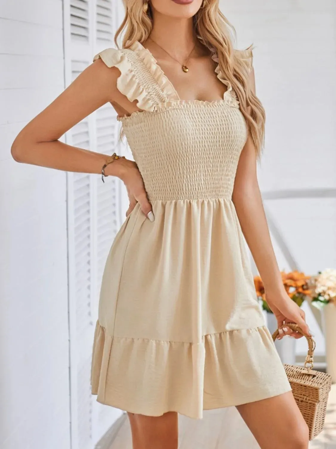 Smocked Square Neck Wide Strap Dress sold by Charming Charlie product image thumbnail 4