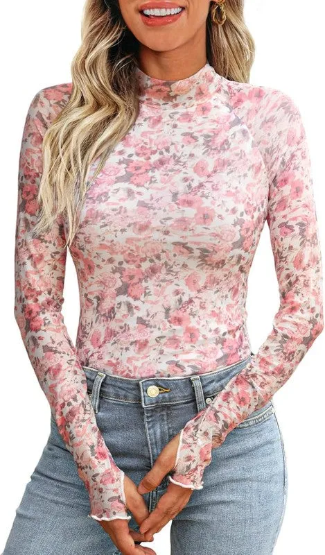 Mock neck floral long sleeve sold by Charming Charlie product image thumbnail 5