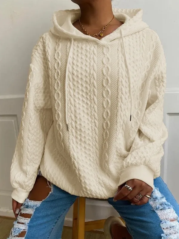Cable knit hooded sweatshirt sold by Charming Charlie product image thumbnail 2