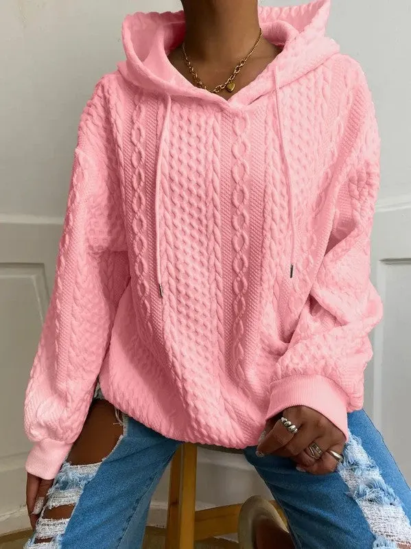 Cable knit hooded sweatshirt sold by Charming Charlie product image thumbnail 3
