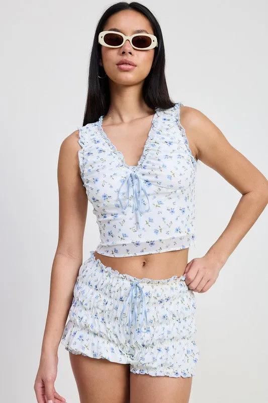 MINI RUCHED BLOOMER SHORTS WITH RUFFLE sold by Charming Charlie product image thumbnail 4