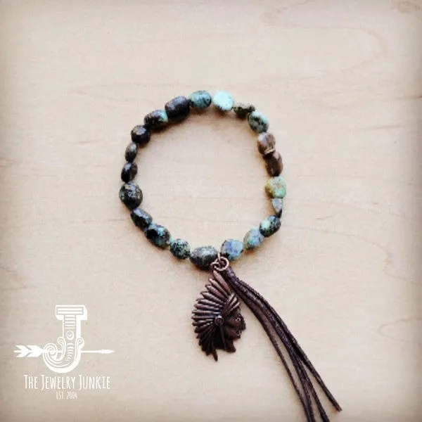 Natural Turquoise Stretch Bracelet w/ Indian Charm sold by Charming Charlie