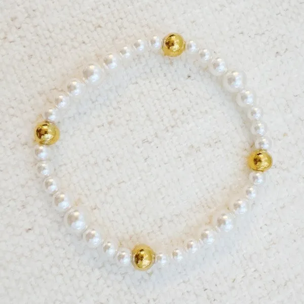 Pearl & Gold Beaded Stretch Bracelet sold by Charming Charlie product image thumbnail 2