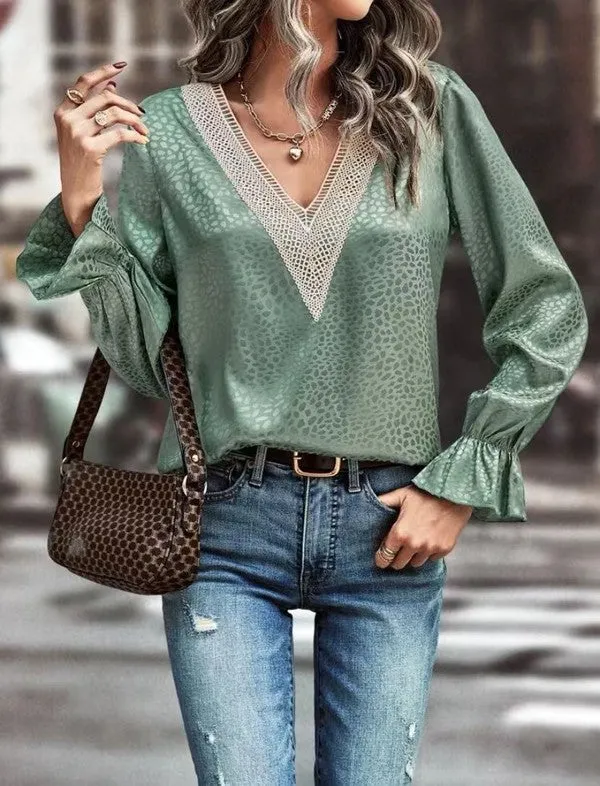 Long sleeve v neck blouse sold by Charming Charlie product image thumbnail 2