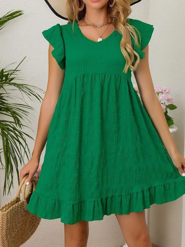 Textured ruffle mini dress sold by Charming Charlie