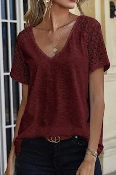 V neck top with lace detailing sold by Charming Charlie product image thumbnail 4
