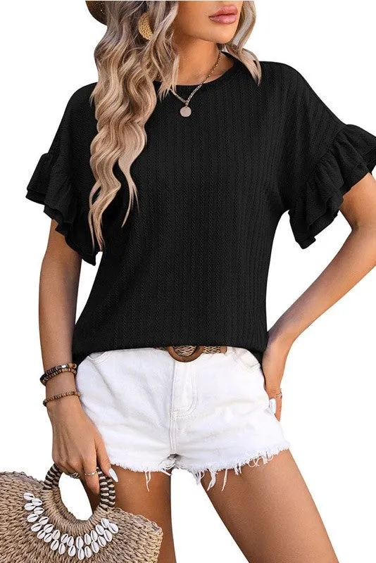 Ruffle sleeve blouse sold by Charming Charlie product image thumbnail 3