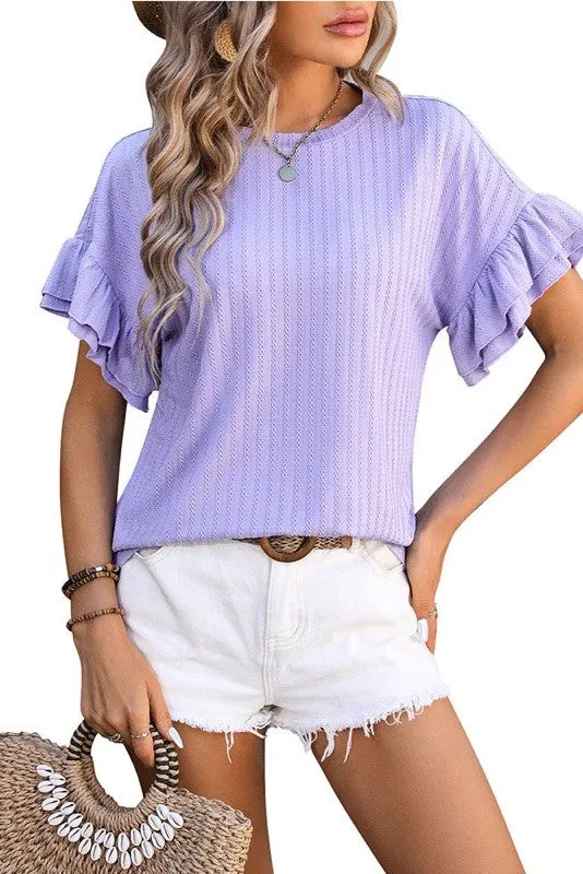 Ruffle sleeve blouse sold by Charming Charlie product image thumbnail 2