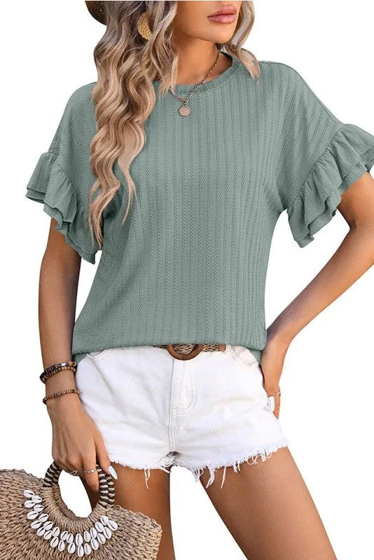 Ruffle sleeve blouse sold by Charming Charlie product image thumbnail 4