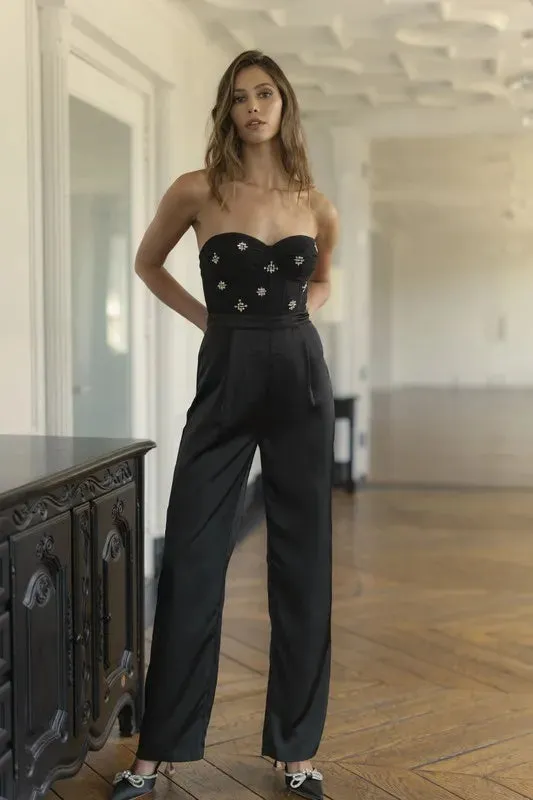 MABLE Rhinestone Applique Bustier Jumpsuit sold by Charming Charlie product image thumbnail 3