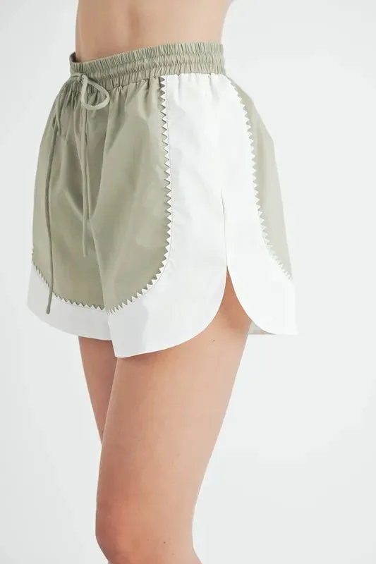 MABLE Drawstring Waist Contrast Trim Detail Shorts sold by Charming Charlie product image thumbnail 5