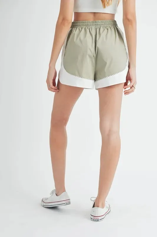MABLE Drawstring Waist Contrast Trim Detail Shorts sold by Charming Charlie product image thumbnail 4