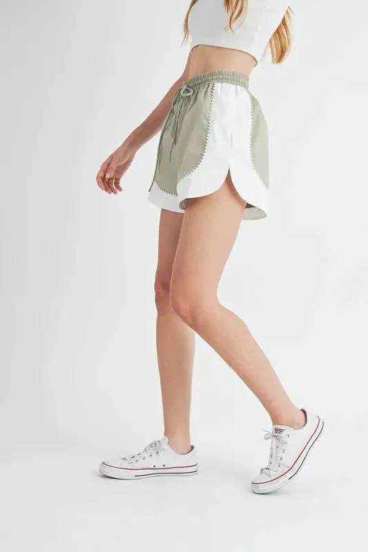 MABLE Drawstring Waist Contrast Trim Detail Shorts sold by Charming Charlie product image thumbnail 2