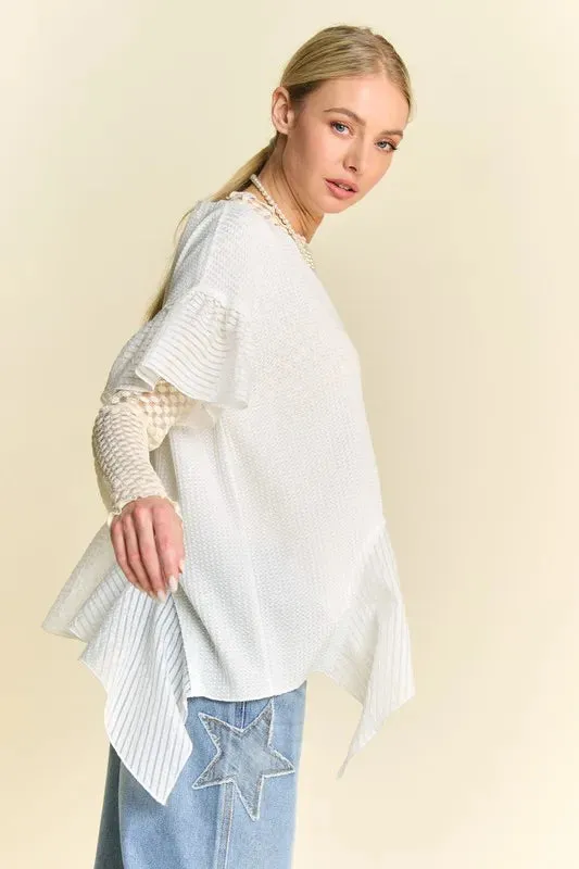 Davi & Dani Waffle Knit Bodice Ruffle Bottom Detail Top sold by Charming Charlie product image thumbnail 4