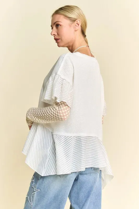 Davi & Dani Waffle Knit Bodice Ruffle Bottom Detail Top sold by Charming Charlie product image thumbnail 5