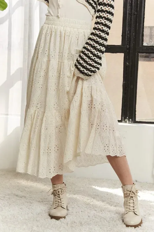 ADORA Elastic Waistband Tiered Midi Skirt sold by Charming Charlie product image thumbnail 4