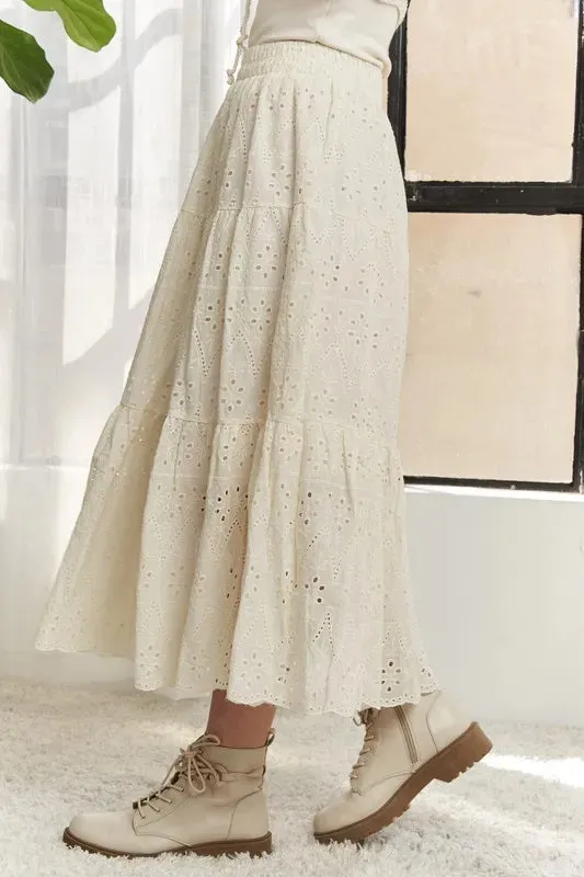 ADORA Elastic Waistband Tiered Midi Skirt sold by Charming Charlie product image thumbnail 5