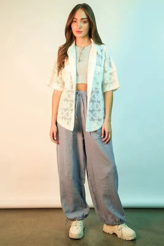 VERY J Wide Leg Gauze Solid Pants sold by Charming Charlie product image thumbnail 5