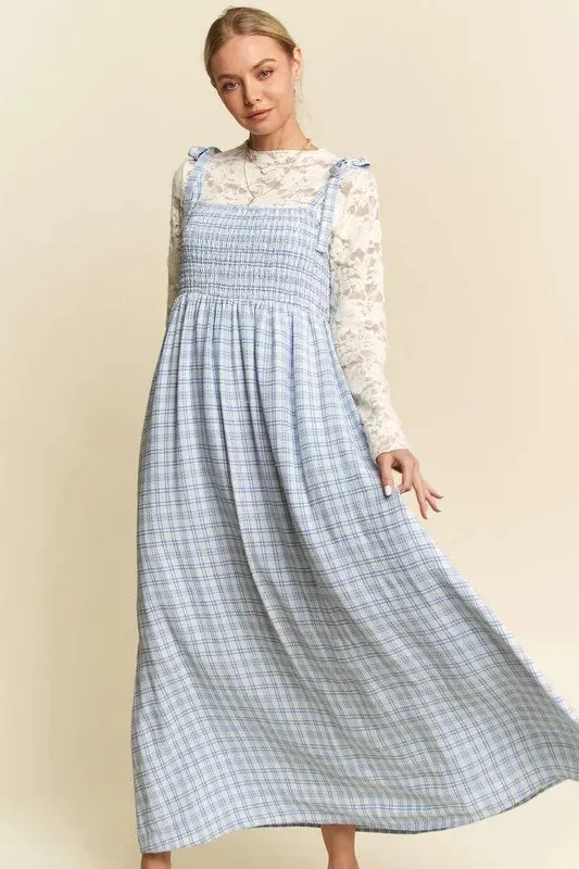 Davi & Dani Plaid Smocking Sleeveless Maxi Dress sold by Charming Charlie product image thumbnail 4