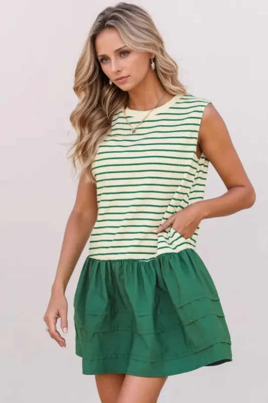 Stripe Woven Sleeveless Mini Dress sold by Charming Charlie