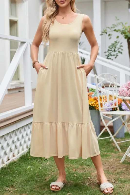 Round Neck Wide Strap Tank Dress sold by Charming Charlie