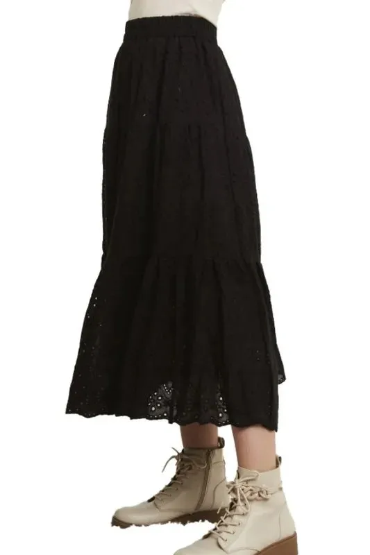 ADORA Elastic Waistband Tiered Midi Skirt sold by Charming Charlie product image thumbnail 2