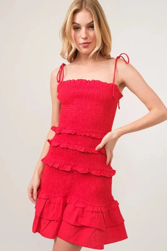 And The Why Tied Straps Ruffled Smocked Dress sold by Charming Charlie product image thumbnail 3