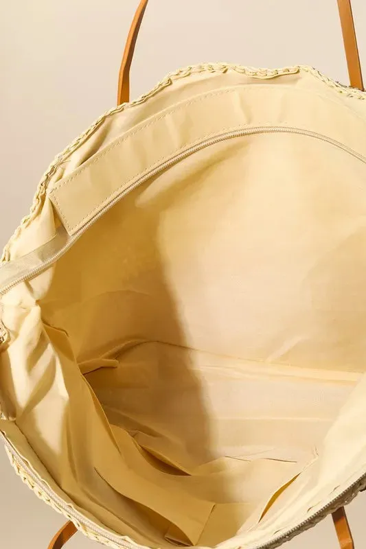 Fame Straw Braided Beach Tote Bag sold by Charming Charlie product image thumbnail 3