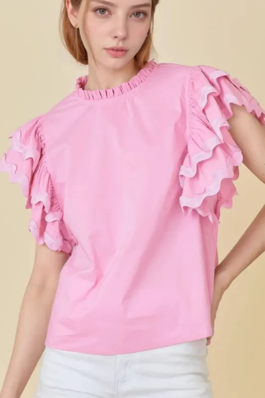 Ruffled Sleeve Frilled Collar Blouse sold by Charming Charlie
