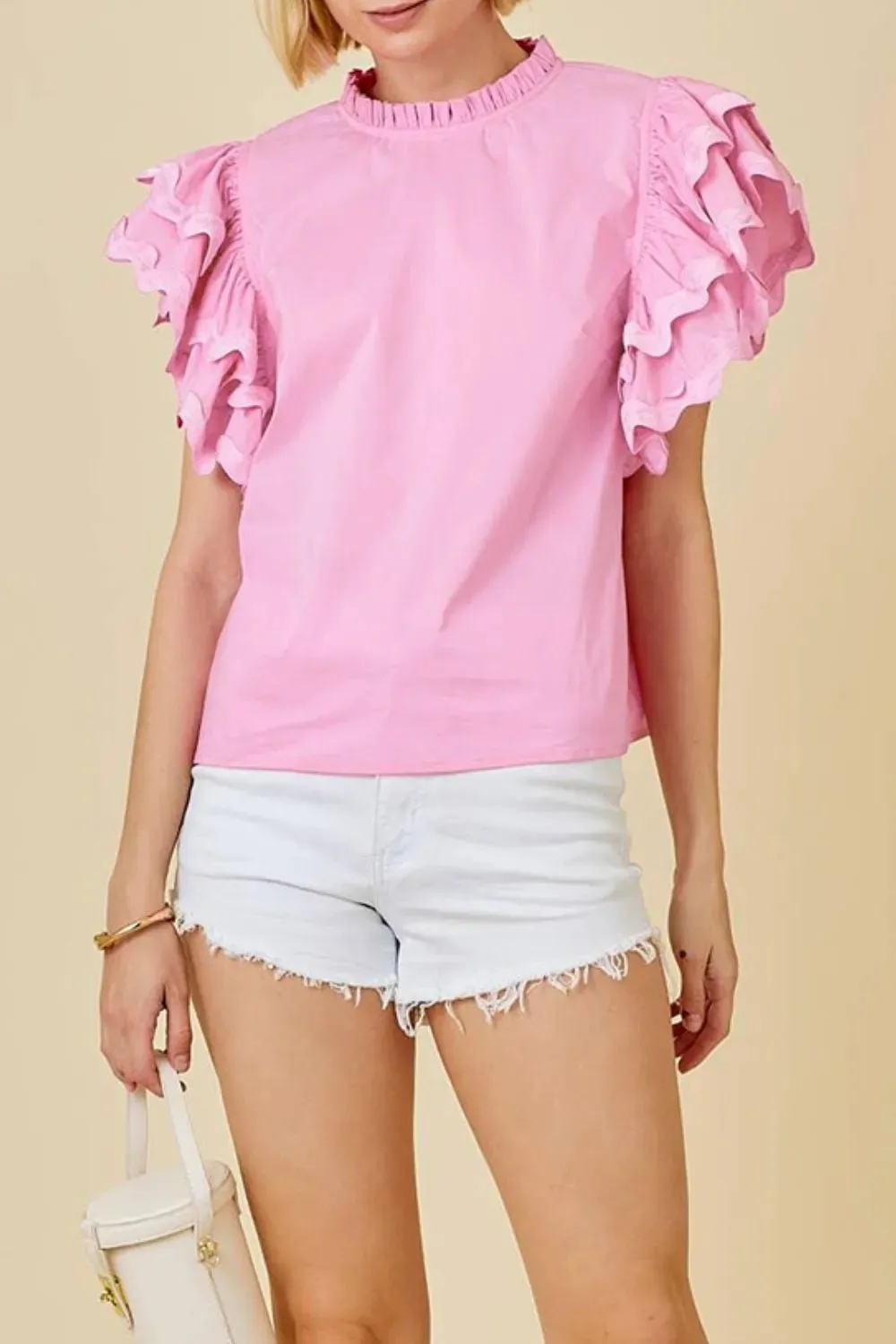 Ruffled Sleeve Frilled Collar Blouse sold by Charming Charlie product image thumbnail 5