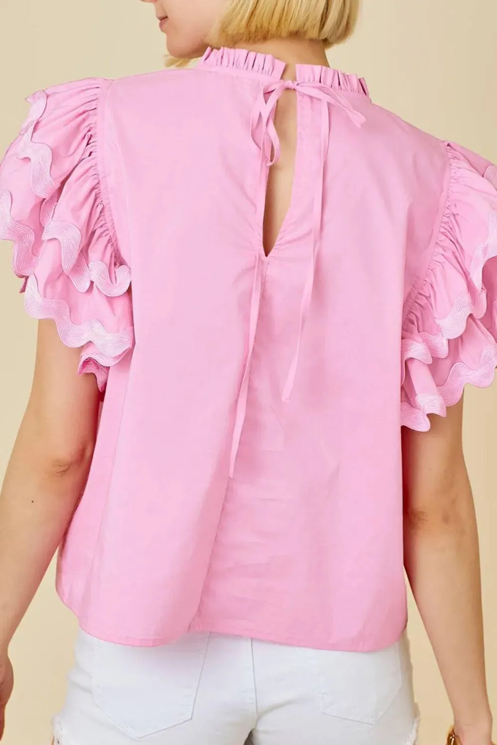 Ruffled Sleeve Frilled Collar Blouse sold by Charming Charlie product image thumbnail 2