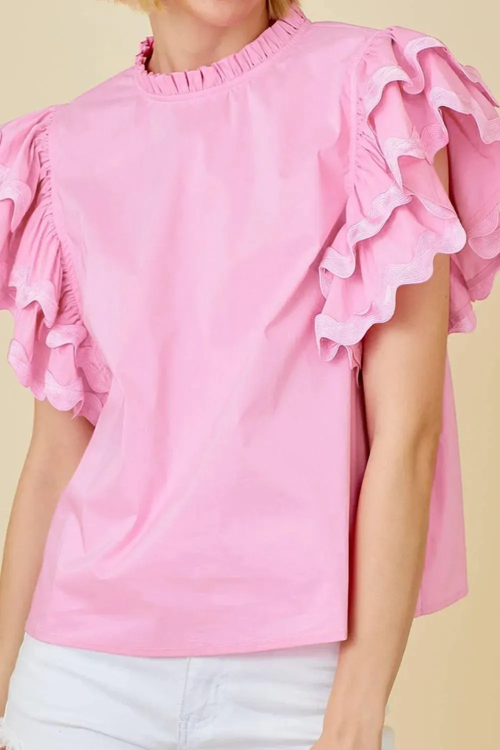 Ruffled Sleeve Frilled Collar Blouse sold by Charming Charlie product image thumbnail 4