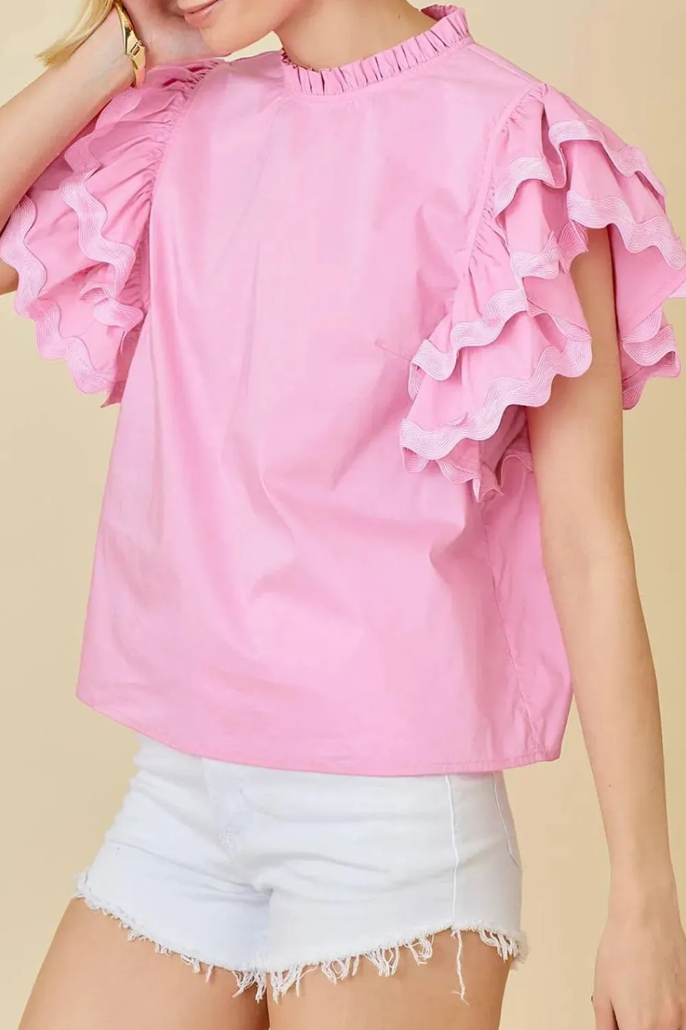 Ruffled Sleeve Frilled Collar Blouse sold by Charming Charlie product image thumbnail 3