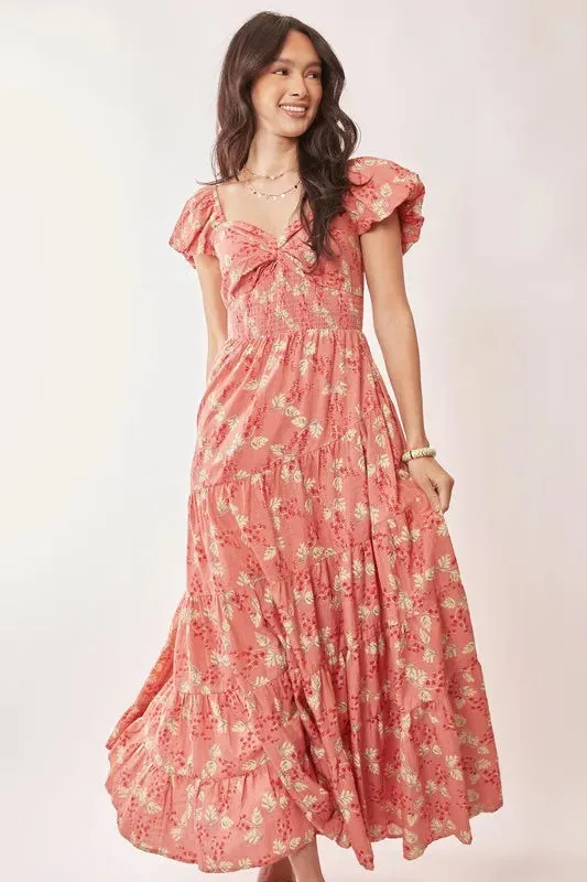 Davi & Dani Lightweight Sweetheart Neck Textured Tiered Maxi Dress sold by Charming Charlie