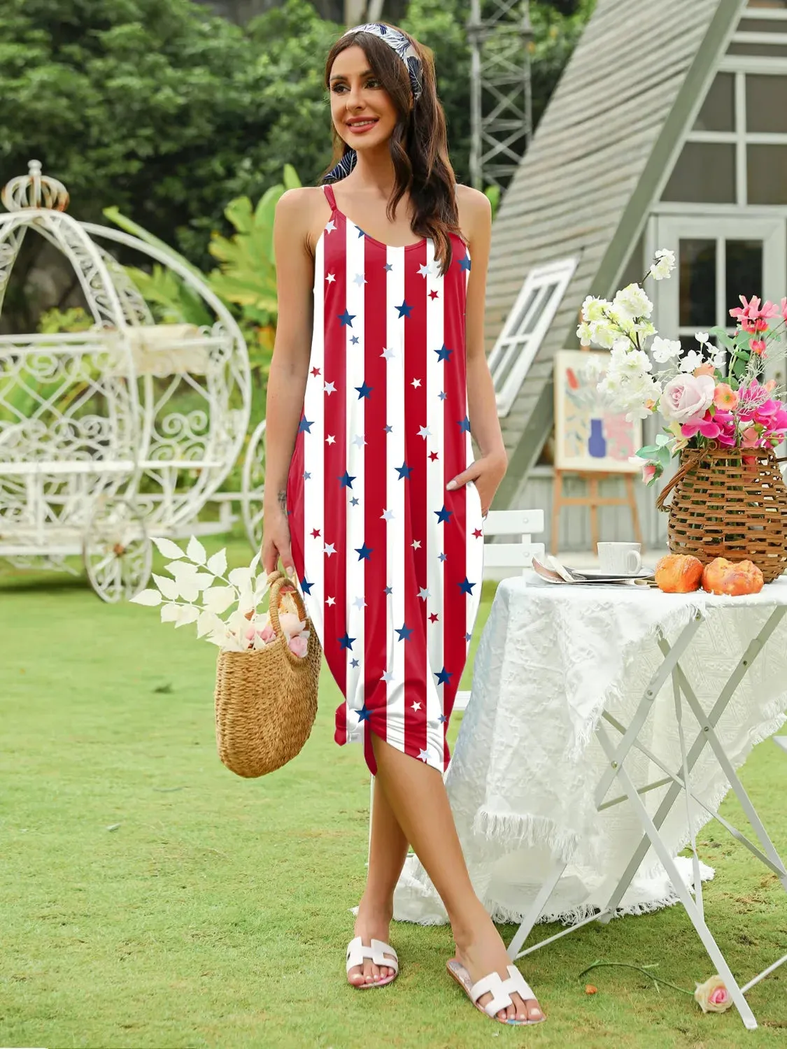 Striped & Star Scoop Neck Midi Cami Dress sold by Charming Charlie product image thumbnail 5