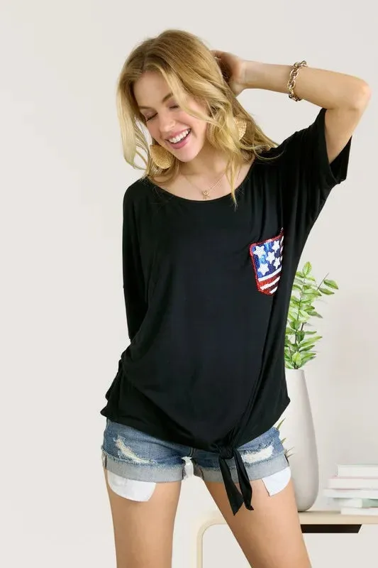 ADORA Sequin US Flag Pocketed Top sold by Charming Charlie product image thumbnail 3