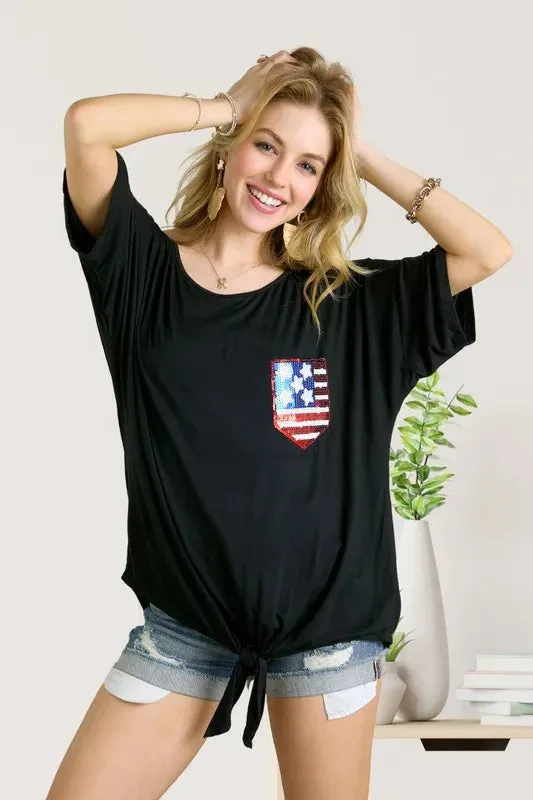 ADORA Sequin US Flag Pocketed Top sold by Charming Charlie product image thumbnail 2