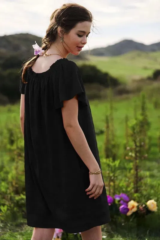 Davi & Dani Textured Ruffle Boat Neck Shift Dress sold by Charming Charlie product image thumbnail 4