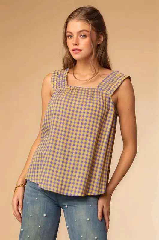 Davi & Dani Printed Square Neck Shirred Straps Top sold by Charming Charlie