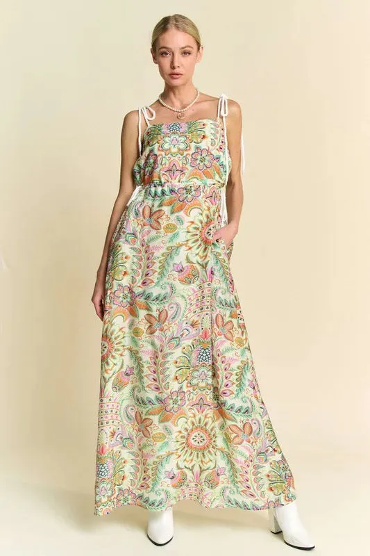 Davi & Dani Tropical Boho Printed Detail Cut Out Maxi Dress sold by Charming Charlie