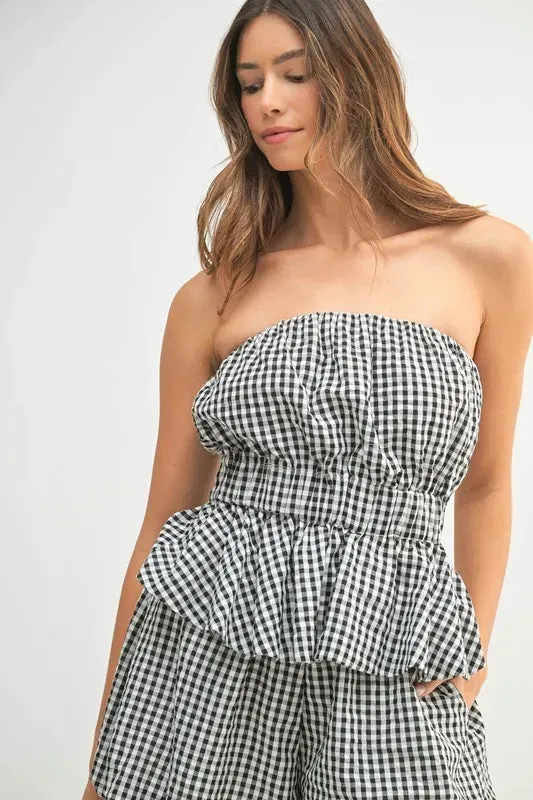 MABLE Gingham Tube Top and Shorts Set sold by Charming Charlie product image thumbnail 3