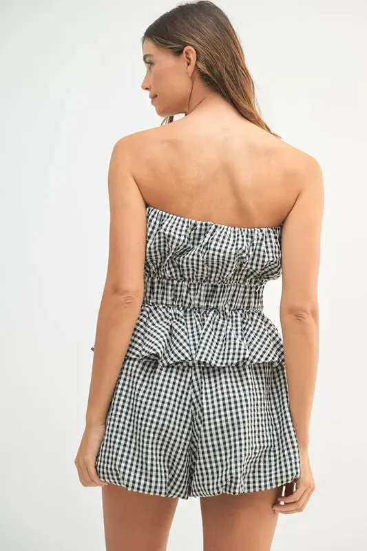 MABLE Gingham Tube Top and Shorts Set sold by Charming Charlie product image thumbnail 4