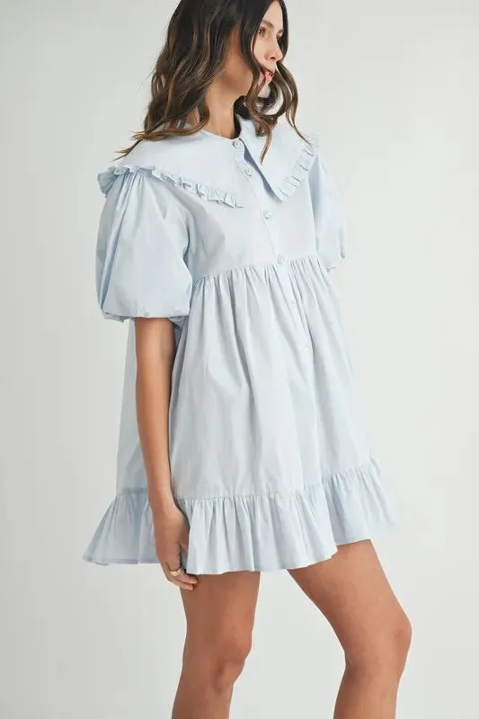 MABLE Ruffled Hem Peter Pan Collar Button Down Mini Dress sold by Charming Charlie product image thumbnail 2