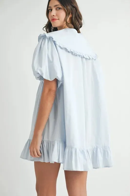 MABLE Ruffled Hem Peter Pan Collar Button Down Mini Dress sold by Charming Charlie product image thumbnail 3