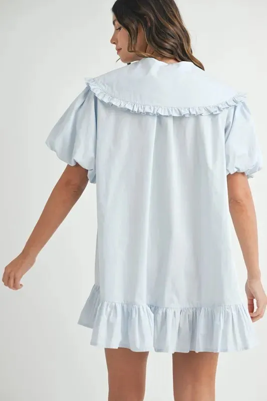 MABLE Ruffled Hem Peter Pan Collar Button Down Mini Dress sold by Charming Charlie product image thumbnail 4