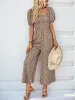 Printed Square Neck Puff Sleeve Jumpsuit sold by Charming Charlie