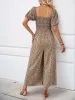 Printed Square Neck Puff Sleeve Jumpsuit sold by Charming Charlie