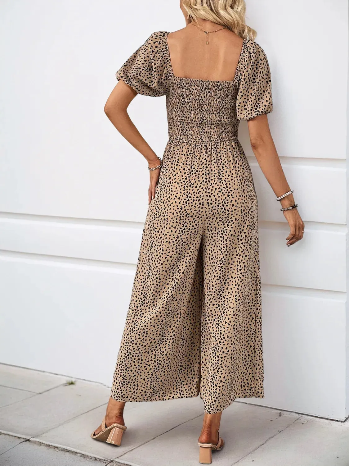 Printed Square Neck Puff Sleeve Jumpsuit sold by Charming Charlie product image thumbnail 2